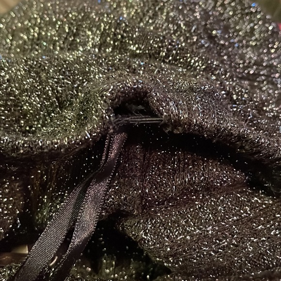 Free people knit tube top dress black metallic silver fit and flare mini size M - Picture 9 of 9